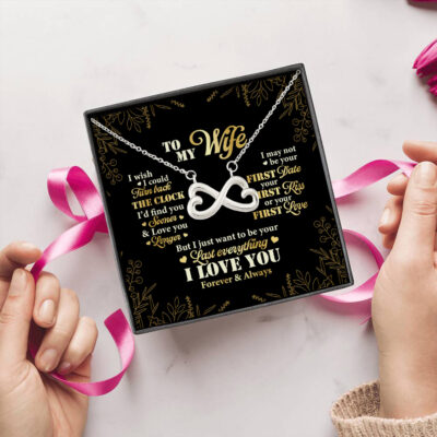 Alternative view of To My Wife Turn Back The Clock I'd Find You Sooner And Love You Longer Infinity Heart Pendant Necklace