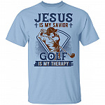 Jesus Is My Savior Golf Is My Therapy T-Shirt - Golf Lover Shirt, Light Blue, Unisex T-Shirt