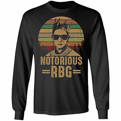 Notorious RBG Vintage Hoodie - Long Sleeve - Sweatshirt - RBG Feminism Shirt, Black, Long Sleeve