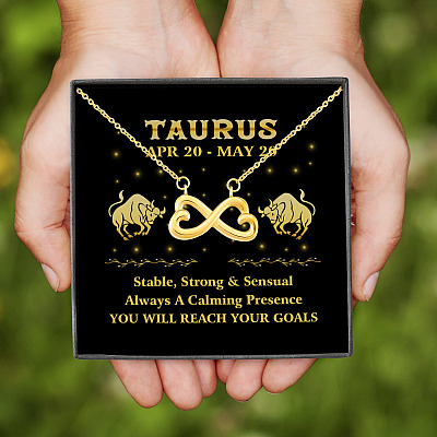 Taurus Zodiac You Will Reach Your Goals Infinity Heart Pendant Necklace - Zodiac Birthday Gifts For Astrology