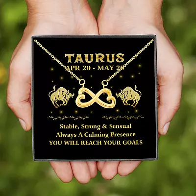 Taurus Zodiac You Will Reach Your Goals Infinity Heart Pendant Necklace -  Zodiac Birthday Gifts For Astrology