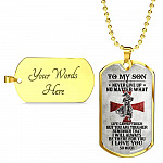 To My Son Never Give Up No Matter What Life Can Be Tough But You Are Tougher Dog Tag Pendant Necklace - Dog Tag (Gold Plated)