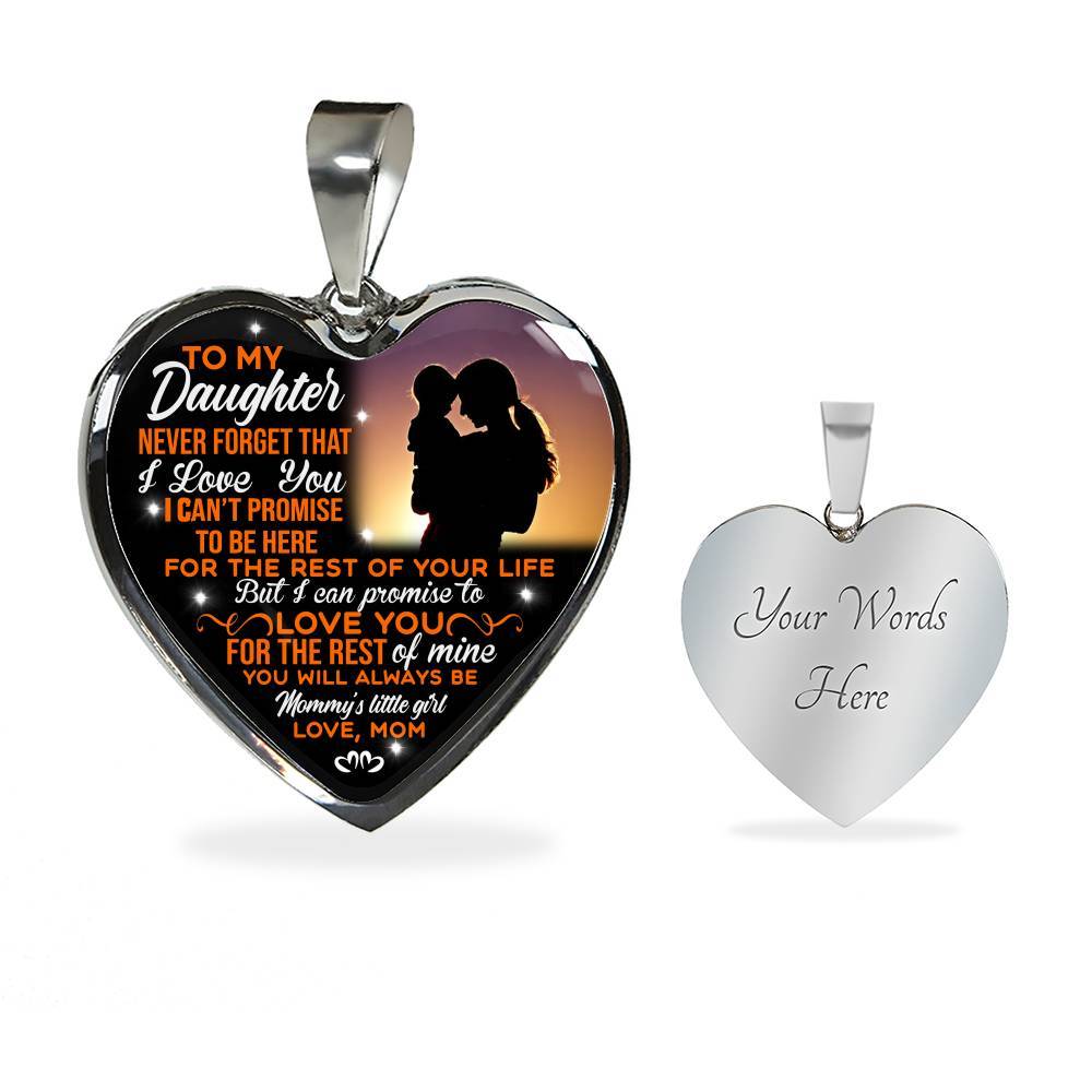 Mom To My Daughter Never Forget That I Love You Heart Pendant Necklace - Heart Luxury Necklace (Silver)