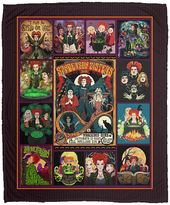 Hocus Pocus Sanderson Sisters Funny Halloween Witch Fleece Blanket - Premium Sherpa Blanket, White, Cozy Plush Fleece Blanket - 50x60
