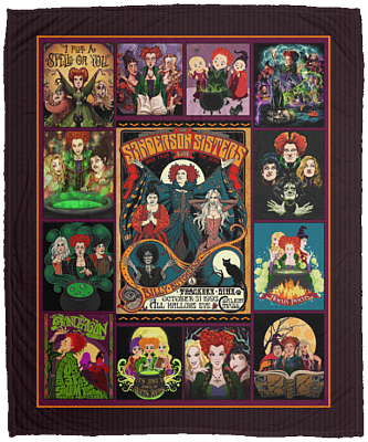 Hocus Pocus Sanderson Sisters Funny Halloween Witch Fleece Blanket - Premium Sherpa Blanket, White, Cozy Plush Fleece Blanket - 50x60