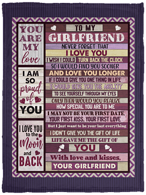To My Girlfriend Never Forget That I Love You Fleece Blanket - Premium Sherpa Blanket - Woven Blanket, White, Cozy Plush Fleece Blanket - 30x40