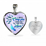 I Will Carry You With Me Til' I See You Again Dragonfly Memorial Heart Pendant Necklace - Heart Luxury Necklace (Silver)