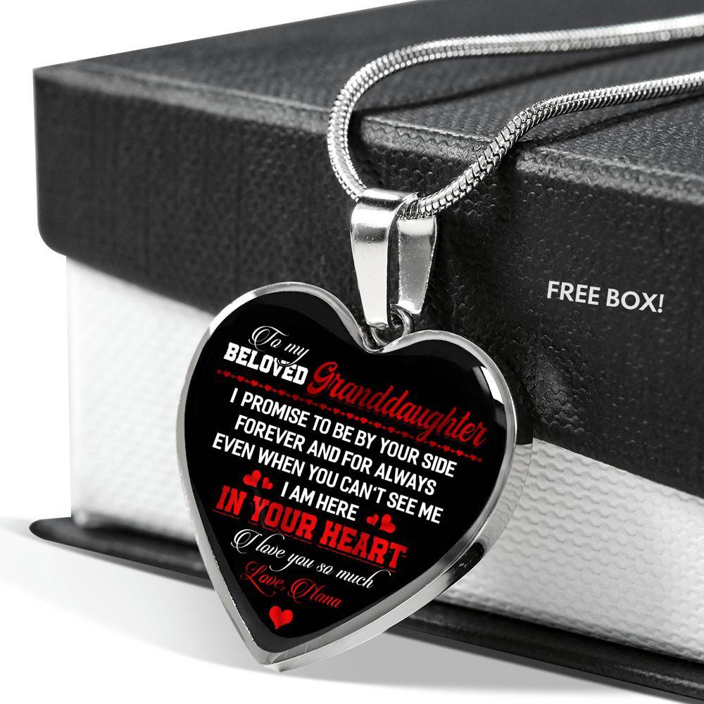 To My Beloved Granddaughter I Promise To Be By Your Side Forever And For Always I Love You Heart Pendant Necklace - Heart Luxury Necklace (Silver) To My Beloved Granddaughter I Promise To Be By Your Side Forever And For Always I Love You Heart Pendant Necklace - Heart Luxury Necklace (Silver)