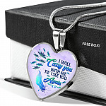 I Will Carry You With Me Til' I See You Again Dragonfly Memorial Heart Pendant Necklace - Heart Luxury Necklace (Silver)