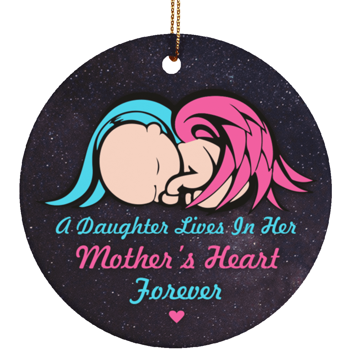 A Daughter Lives In Her Mother's Heart Forever Remembrance-Daughter Memorial Circle Porcelain Ceramic Ornament, White, Ceramic Circle Ornament A Daughter Lives In Her Mother's Heart Forever Remembrance-Daughter Memorial Circle Porcelain Ceramic Ornament, White, Ceramic Circle Ornament
