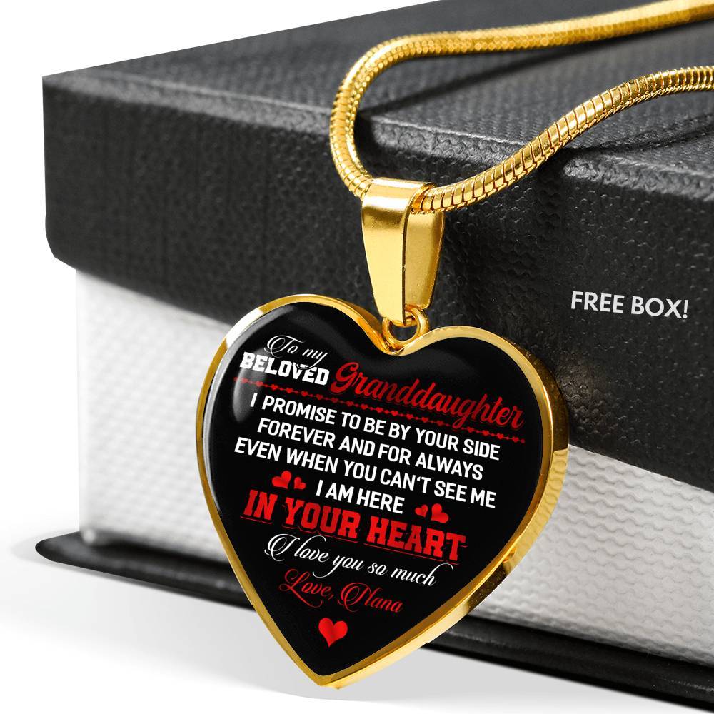To My Beloved Granddaughter I Promise To Be By Your Side Forever And For Always I Love You Heart Pendant Necklace - Heart Luxury Necklace (Gold Plated) To My Beloved Granddaughter I Promise To Be By Your Side Forever And For Always I Love You Heart Pendant Necklace - Heart Luxury Necklace (Gold Plated)