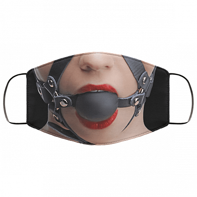 Funny Sexy Erotic Fetish Ball Gag Washable Reusable Custom - Printed Cloth Face Mask Cover, White, Cloth Face Cover – Medium/Large