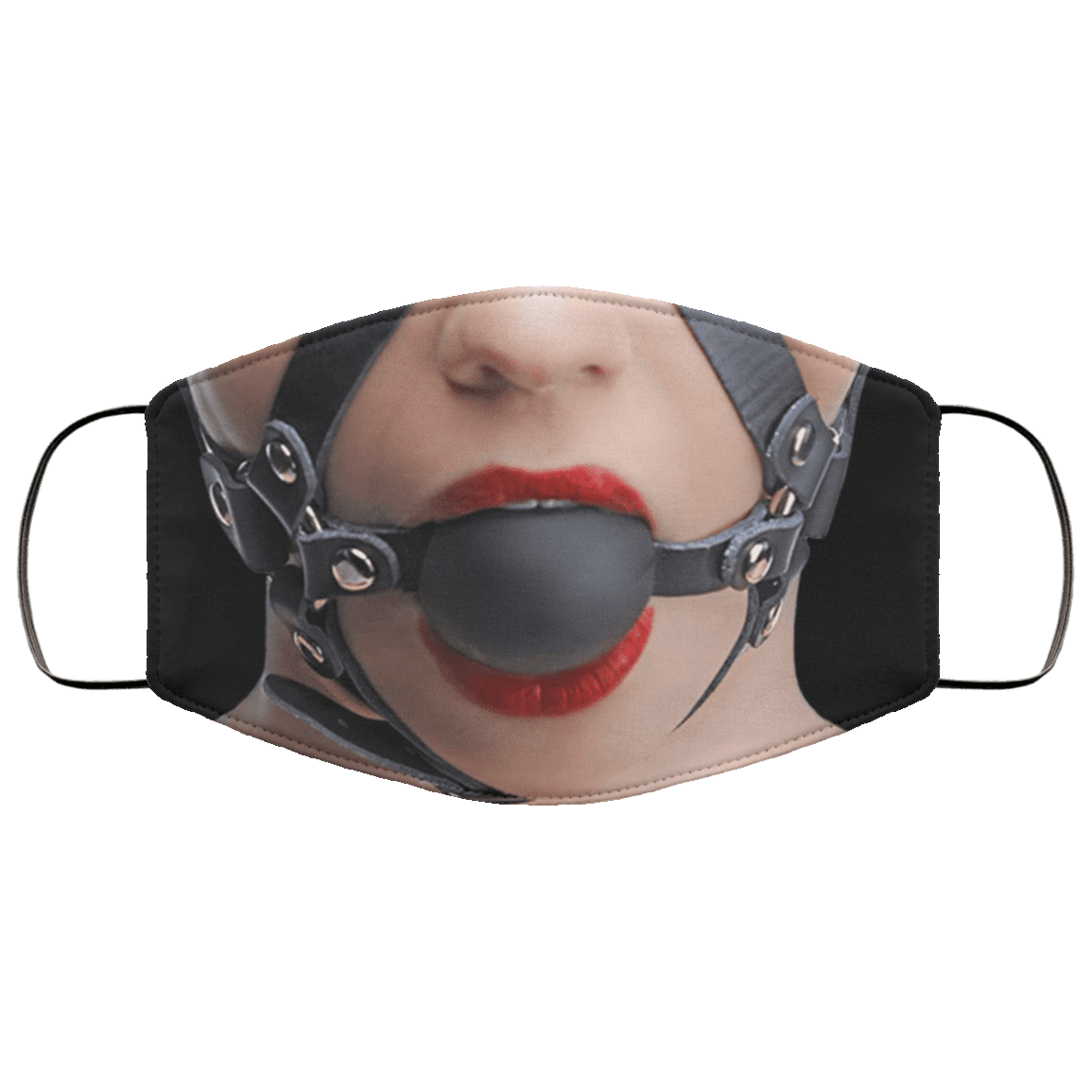 Funny Sexy Erotic Fetish Ball Gag Washable Reusable Custom - Printed Cloth Face Mask Cover, White, Cloth Face Cover – Medium/Large