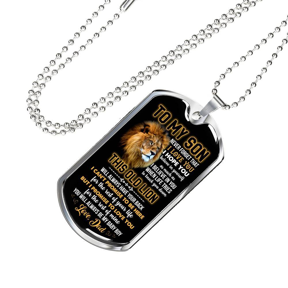 From Dad To My Son Never Forget That I Love You I Hope You Believe I Yourself Dog Tag Pendant Necklace - Dog Tag (Silver)