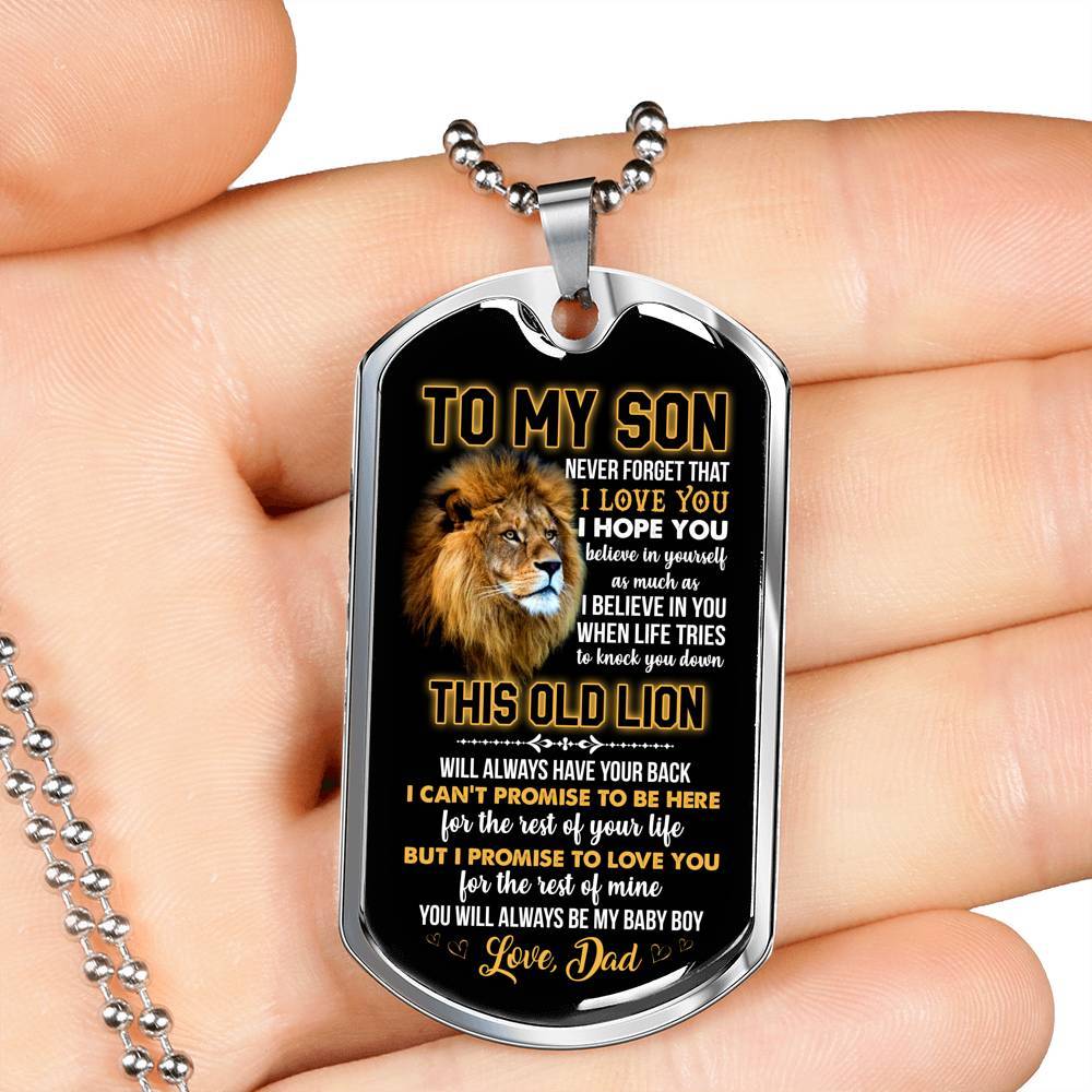 From Dad To My Son Never Forget That I Love You I Hope You Believe I Yourself Dog Tag Pendant Necklace - Dog Tag (Silver)