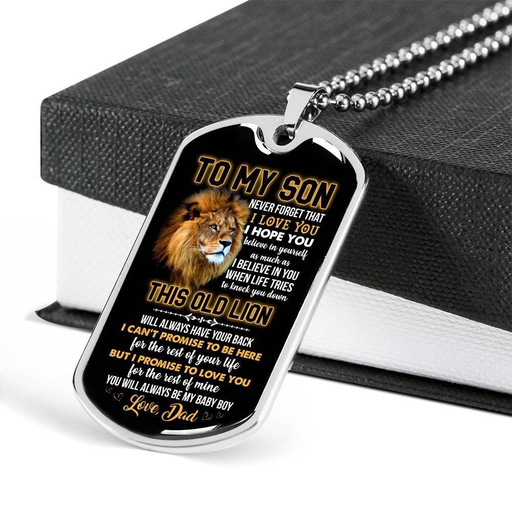 From Dad To My Son Never Forget That I Love You I Hope You Believe I Yourself Dog Tag Pendant Necklace - Dog Tag (Silver)