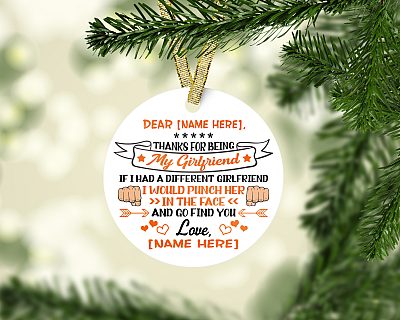 Personalized Dear Girlfriend Thanks For Being My Girlfriend Flat Circle Porcelain Ceramic Ornament