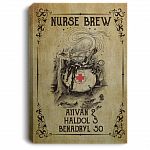 Nurse Brew Vintage Gallery Wrapped Framed Canvas Prints - Unframed Poster - Home Decor Wall Art - Nurse Gifts, White, 0.75'' Framed Canvas