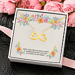 1O.Here Together-custom message card Infinity Heart Necklace (Gold) 4