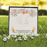 1O.Here Together-custom message card Infinity Heart Necklace (Silver) 2