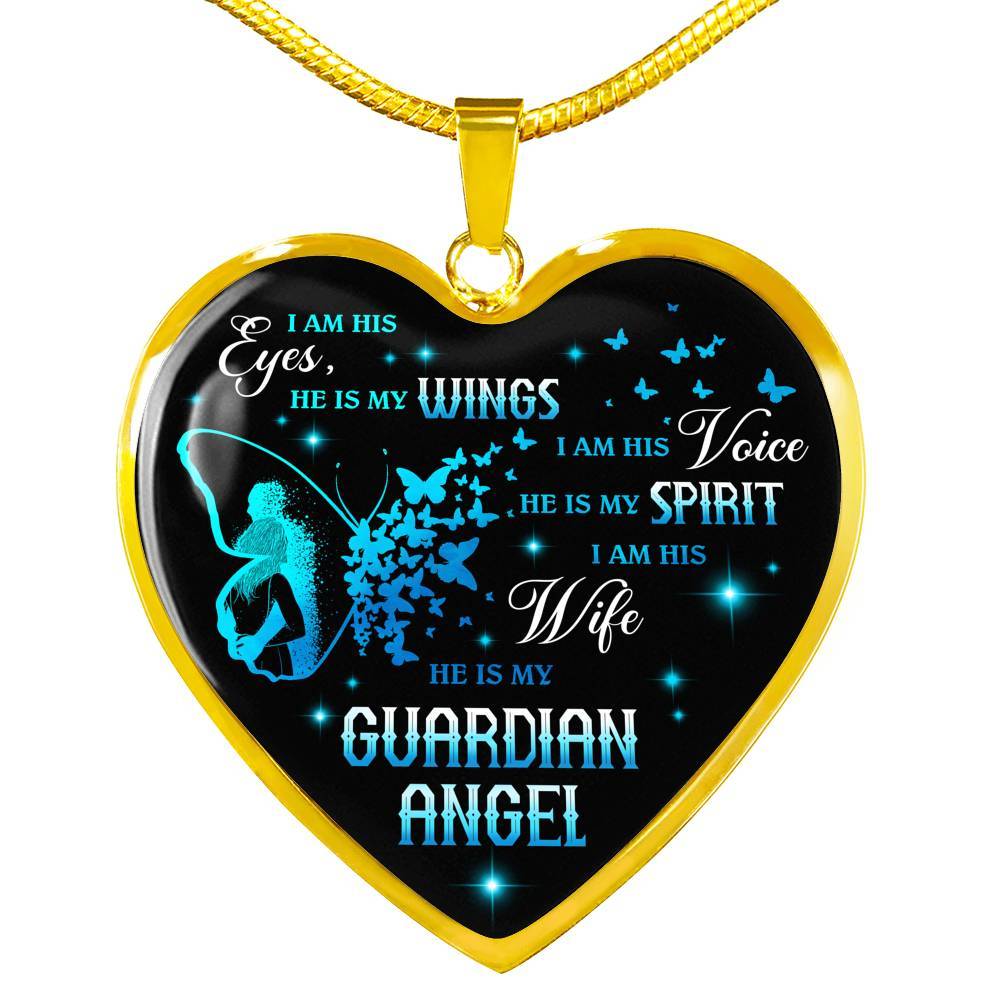 I Am His Eyes He Is My Wings I Am His Wife He Is My Guardian Angel Loss Of Husband Heart Pendant Necklace - Heart Luxury Necklace (Gold Plated) I Am His Eyes He Is My Wings I Am His Wife He Is My Guardian Angel Loss Of Husband Heart Pendant Necklace - Heart Luxury Necklace (Gold Plated)