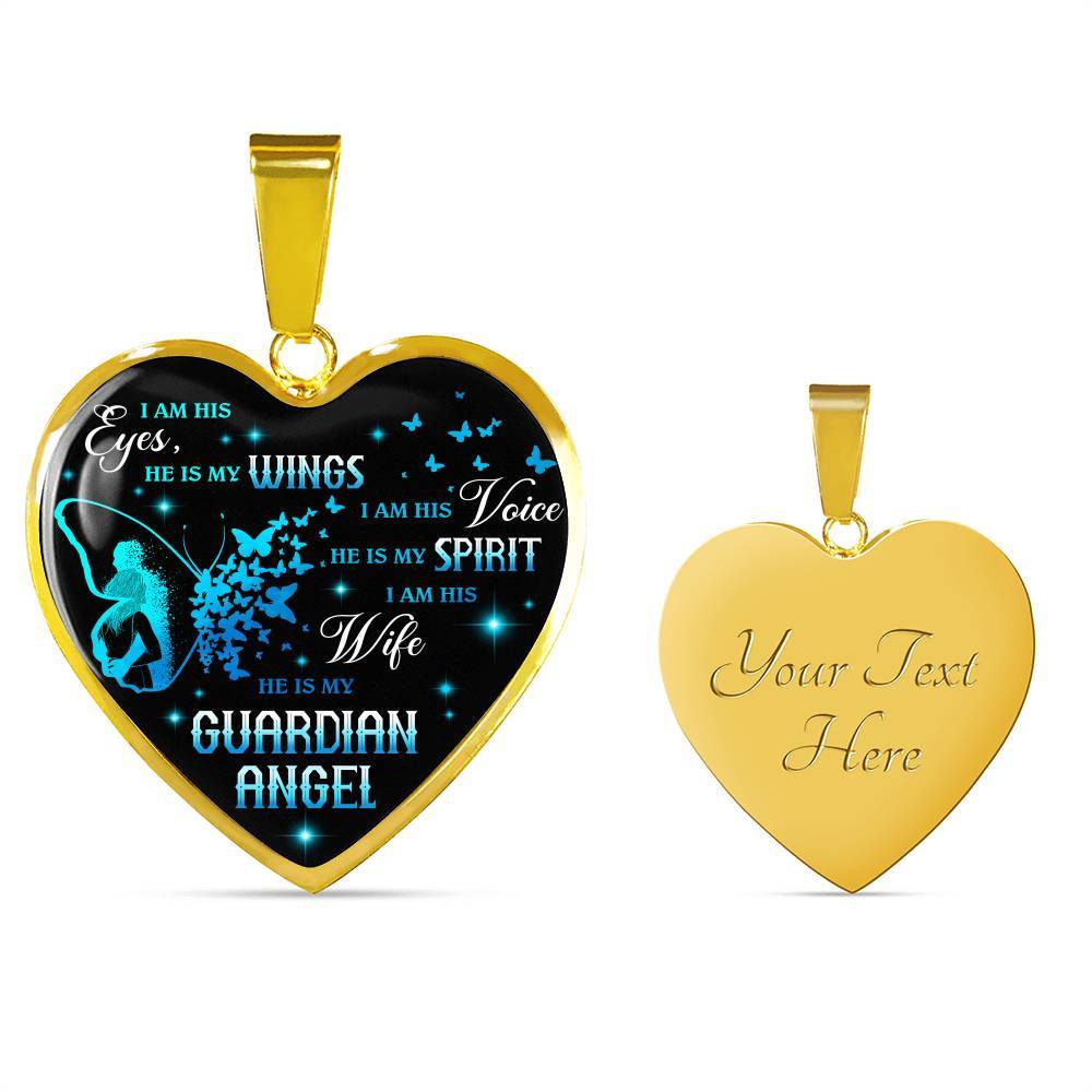 I Am His Eyes He Is My Wings I Am His Wife He Is My Guardian Angel Loss Of Husband Heart Pendant Necklace - Heart Luxury Necklace (Gold Plated) I Am His Eyes He Is My Wings I Am His Wife He Is My Guardian Angel Loss Of Husband Heart Pendant Necklace - Heart Luxury Necklace (Gold Plated)