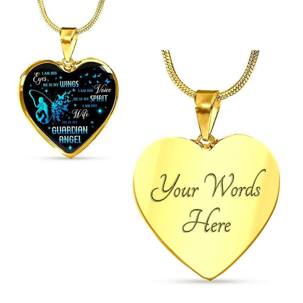 I Am His Eyes He Is My Wings I Am His Wife He Is My Guardian Angel Loss Of Husband Heart Pendant Necklace - Heart Luxury Necklace (Gold Plated) I Am His Eyes He Is My Wings I Am His Wife He Is My Guardian Angel Loss Of Husband Heart Pendant Necklace - Heart Luxury Necklace (Gold Plated)