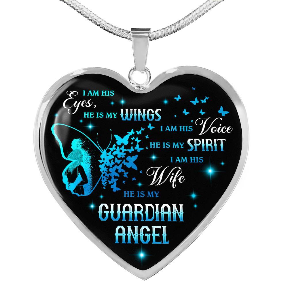 I Am His Eyes He Is My Wings I Am His Wife He Is My Guardian Angel Loss Of Husband Heart Pendant Necklace - Heart Luxury Necklace (Silver) I Am His Eyes He Is My Wings I Am His Wife He Is My Guardian Angel Loss Of Husband Heart Pendant Necklace - Heart Luxury Necklace (Silver)