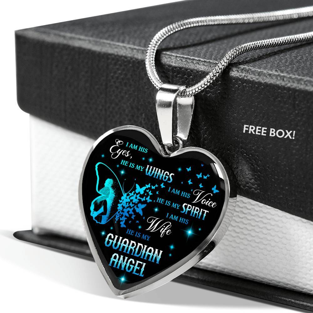 I Am His Eyes He Is My Wings I Am His Wife He Is My Guardian Angel Loss Of Husband Heart Pendant Necklace - Heart Luxury Necklace (Silver) I Am His Eyes He Is My Wings I Am His Wife He Is My Guardian Angel Loss Of Husband Heart Pendant Necklace - Heart Luxury Necklace (Silver)