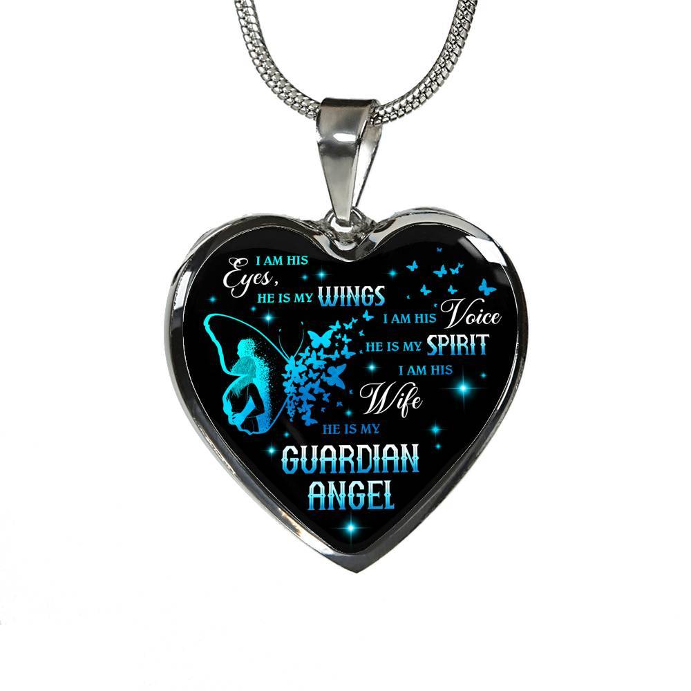 I Am His Eyes He Is My Wings I Am His Wife He Is My Guardian Angel Loss Of Husband Heart Pendant Necklace - Heart Luxury Necklace (Silver) I Am His Eyes He Is My Wings I Am His Wife He Is My Guardian Angel Loss Of Husband Heart Pendant Necklace - Heart Luxury Necklace (Silver)
