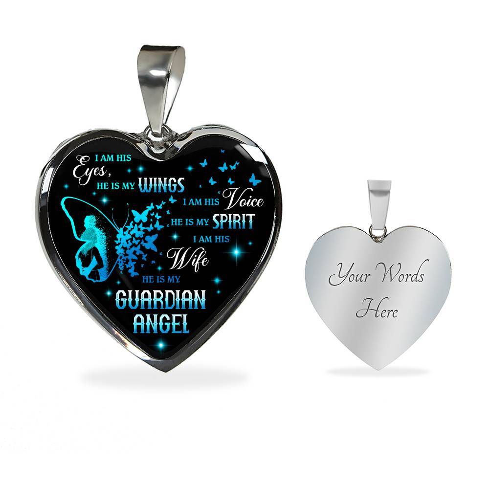 I Am His Eyes He Is My Wings I Am His Wife He Is My Guardian Angel Loss Of Husband Heart Pendant Necklace - Heart Luxury Necklace (Silver) I Am His Eyes He Is My Wings I Am His Wife He Is My Guardian Angel Loss Of Husband Heart Pendant Necklace - Heart Luxury Necklace (Silver)