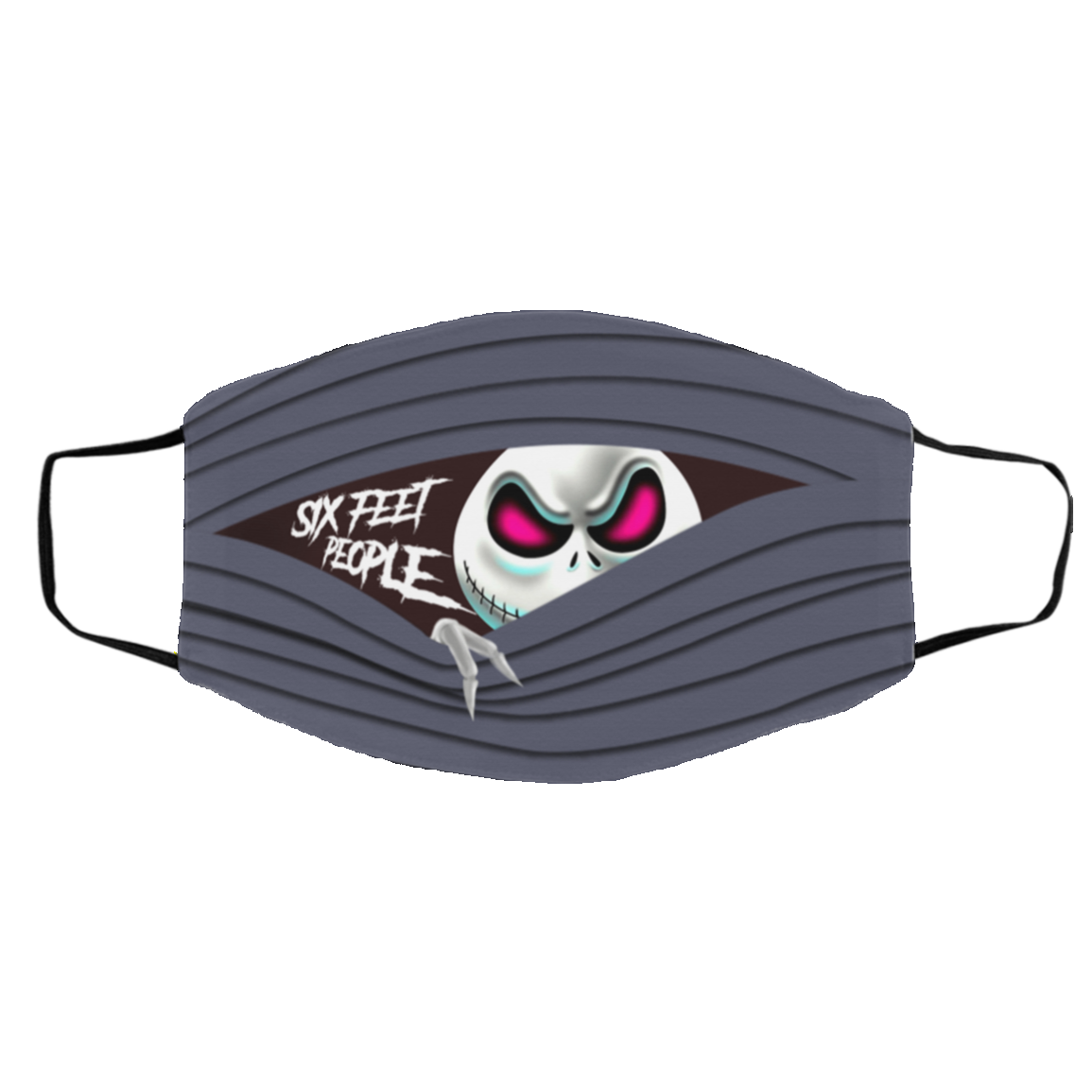 Six Feet People Jack Skellington Washable Reusable Custom - Printed Cloth Face Mask Cover, White, Cloth Face Cover – Medium/Large