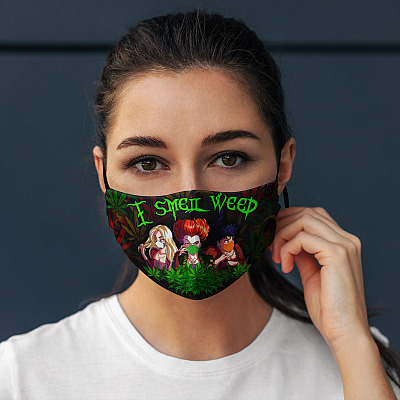 Alternative view of Hocus Pocus Weed I Smell Weed - Funny Halloween Washable Reusable Custom - Cloth Face Mask Cover