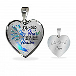 Dragonfly I'll Hold You in My Heart Until I Can Hold You in Heaven Memorial Gift - Heart Pendant Necklace - Heart Luxury Necklace (Silver)