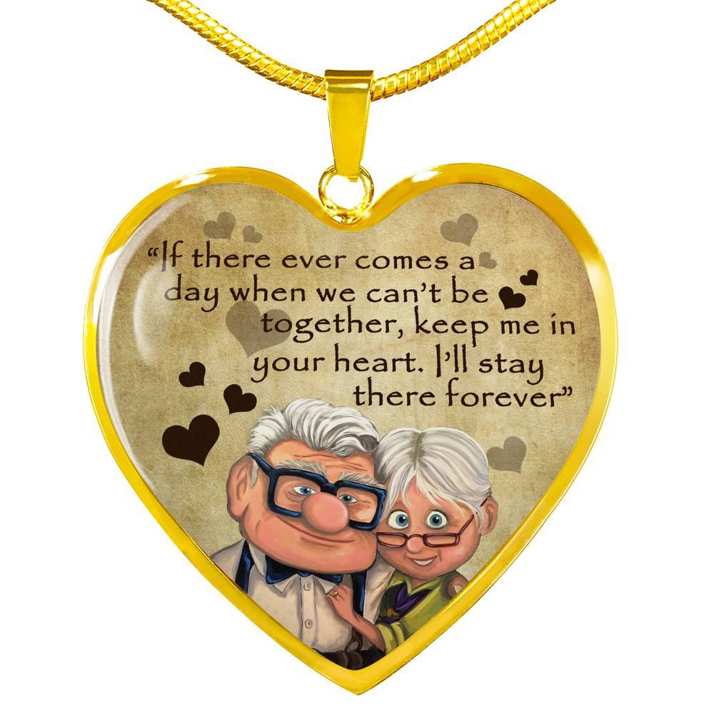 To My Wife If There ever Comes A Day When We Can't Be Together Keep Me In Your Heart Heart Pendant Necklace - Heart Luxury Necklace (Gold Plated)