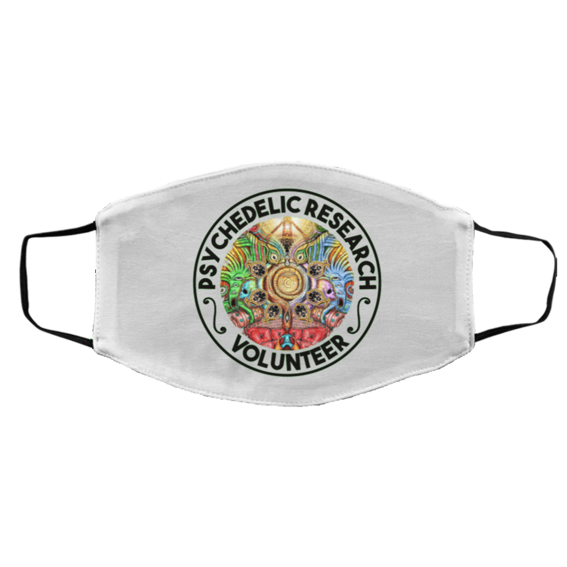 Psychedelic Research Volunteer Washable Reusable Custom - Printed Cloth Face Mask Cover, White, Cloth Face Cover – Medium/Large