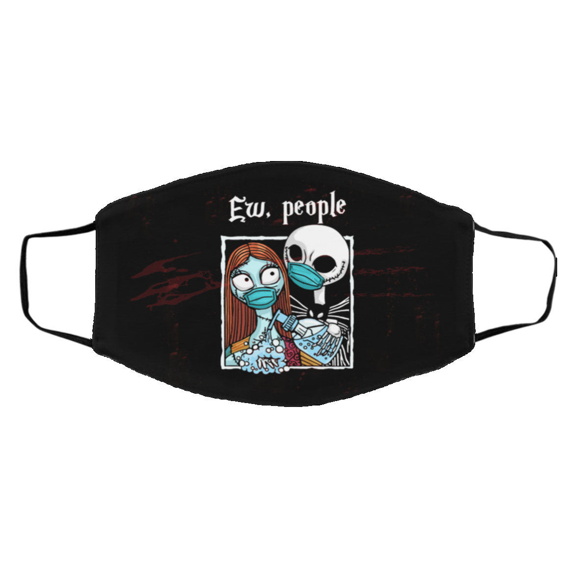 Sally And Jack Ew People Hand Sanitizer Halloween Washable Reusable Custom - Printed Cloth Face Mask Cover, Black, Cloth Face Cover – Medium/Large