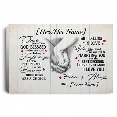 Personalized Once Upon A Time God Blessed The Broken Road Wrapped Framed Canvas Prints - Unframed Poster, White, 0.75'' Framed Canvas