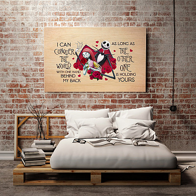 Alternative view of I Can Conquer The World With One Hand As Long As The Other One Is Holding Yours Framed Canvas - Unframed Poster