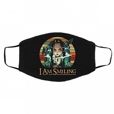 Wednesday Addams I Am Smiling Vintage Washable Reusable Custom Printed Cloth Face Mask Cover, Black, Cloth Face Cover – Medium/Large