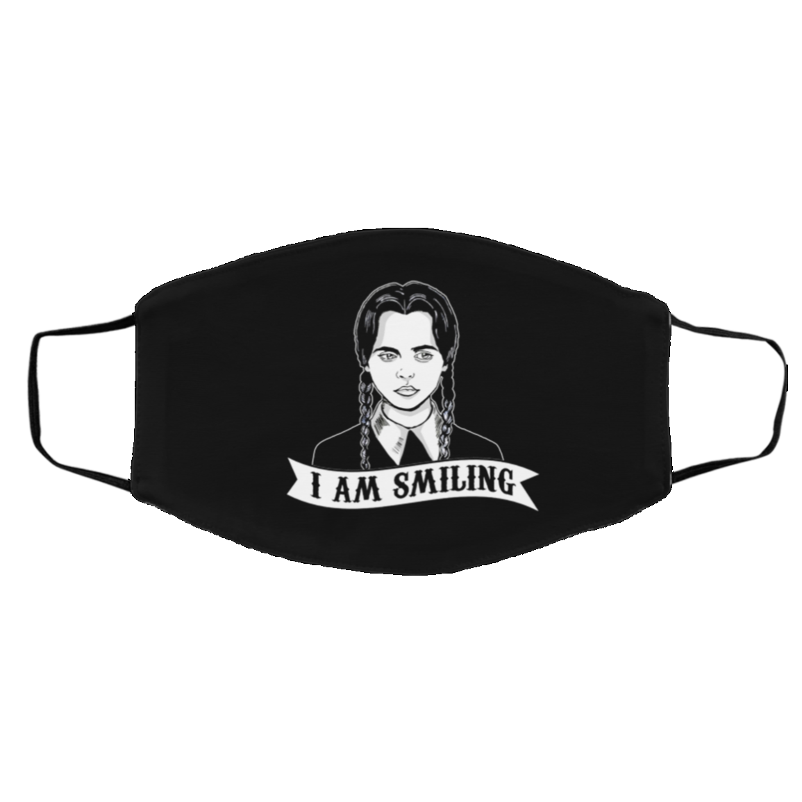 Wednesday Addams I Am Smiling Washable Reusable Custom - Printed Cloth Face Mask Cover, Black, Cloth Face Cover – Medium/Large