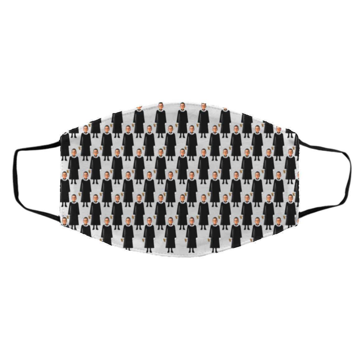 Notorious RBG Washable Reusable Custom - Ruth Bader Ginsburg Printed Cloth Face Mask Cover, White, Cloth Face Cover – Medium/Large