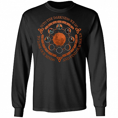 Halloween Horror Movie Characters Retro Into The Darkness To Lose Mind Find Souls Hoodie Sweatshirt T-Shirt, Black, Long Sleeve