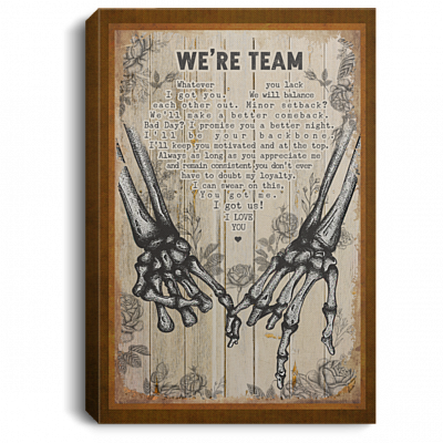 We're Team Skull Romantic Couples Gifts Framed Canvas Prints - Unframed Poster, White, 0.75'' Framed Canvas