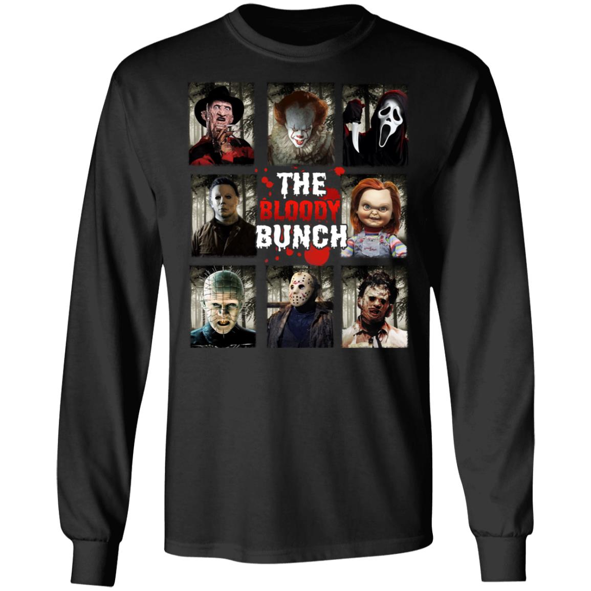 The Bloody Bunch Halloween Hoodie - Long Sleeve - Sweatshirt - Horror Characters Halloween Shirt, Black, Long Sleeve The Bloody Bunch Halloween Hoodie - Long Sleeve - Sweatshirt - Horror Characters Halloween Shirt, Black, Long Sleeve