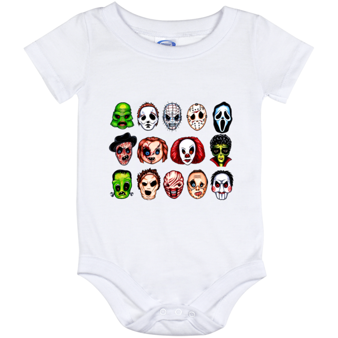 Horror Movie Characters Horror Movie Killers Friends Halloween Squad Baby Onesie - Baby Infant Bodysuit, White, Baby Onesie - 12 Month Horror Movie Characters Horror Movie Killers Friends Halloween Squad Baby Onesie - Baby Infant Bodysuit, White, Baby Onesie - 12 Month