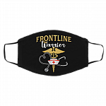 Frontline Warrior Nurse Washable Reusable Custom - Printed Cloth Face Mask Cover, Black, Cloth Face Cover – Medium/Large
