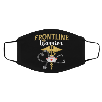 Frontline Warrior Nurse Washable Reusable Custom - Printed Cloth Face Mask Cover, Black, Cloth Face Cover – Medium/Large