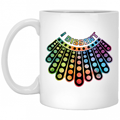 Notorious RBG Dissent Collar Necklace Ceramic Coffee Mug - Beer Stein - Water Bottle - Color Changing Mug, White, 11 oz. White Mug