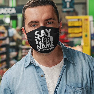 Alternative view of Say Her Name Breonna Taylor Washable Reusable Custom - Printed Cloth Face Mask Cover